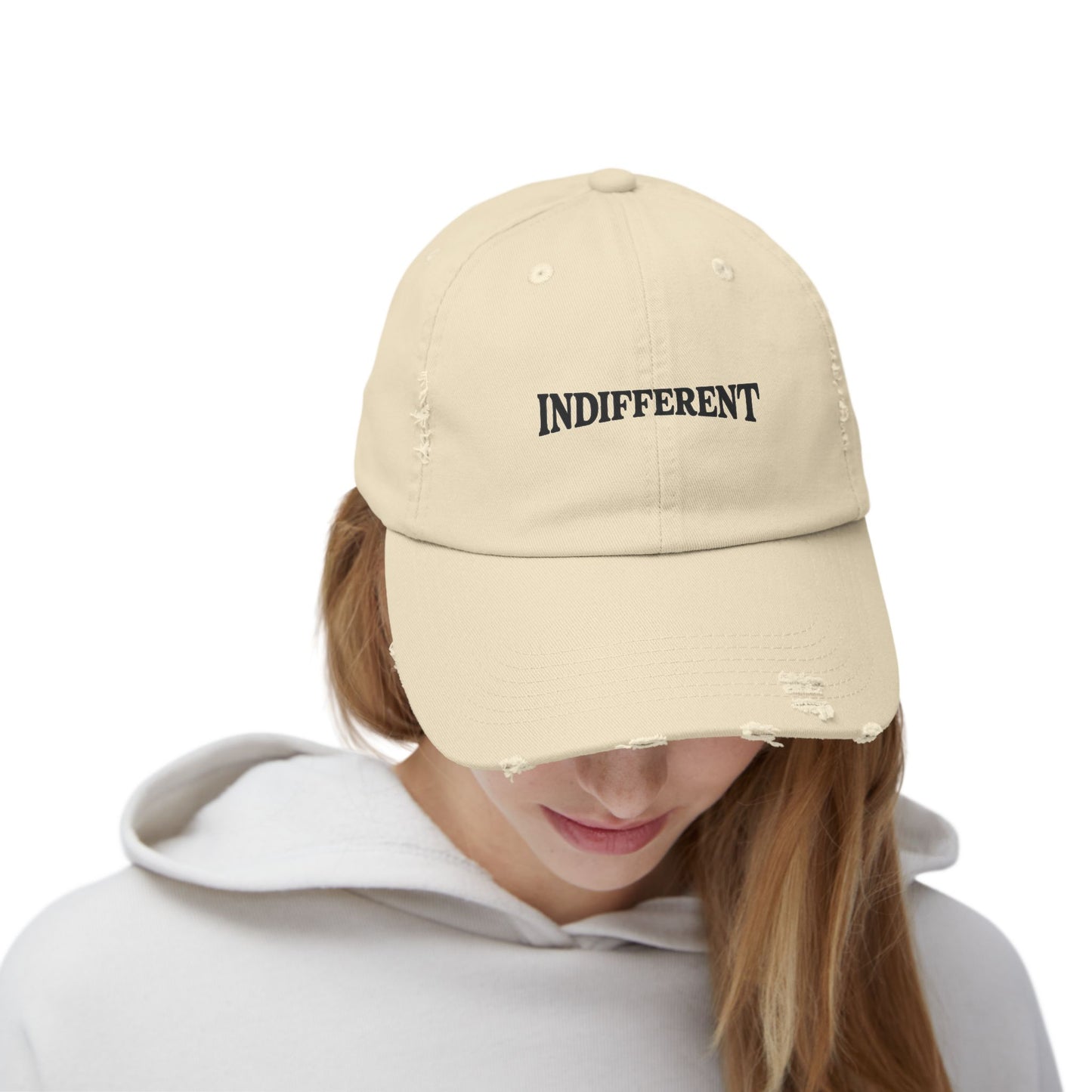Unisex Distressed Cap - Indifferent Tees Black Style for Casual Outings