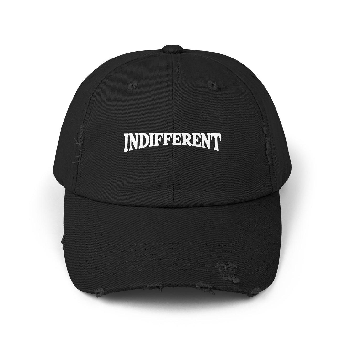 Unisex Distressed Cap - Indifferent Tees Black Style for Casual Outings