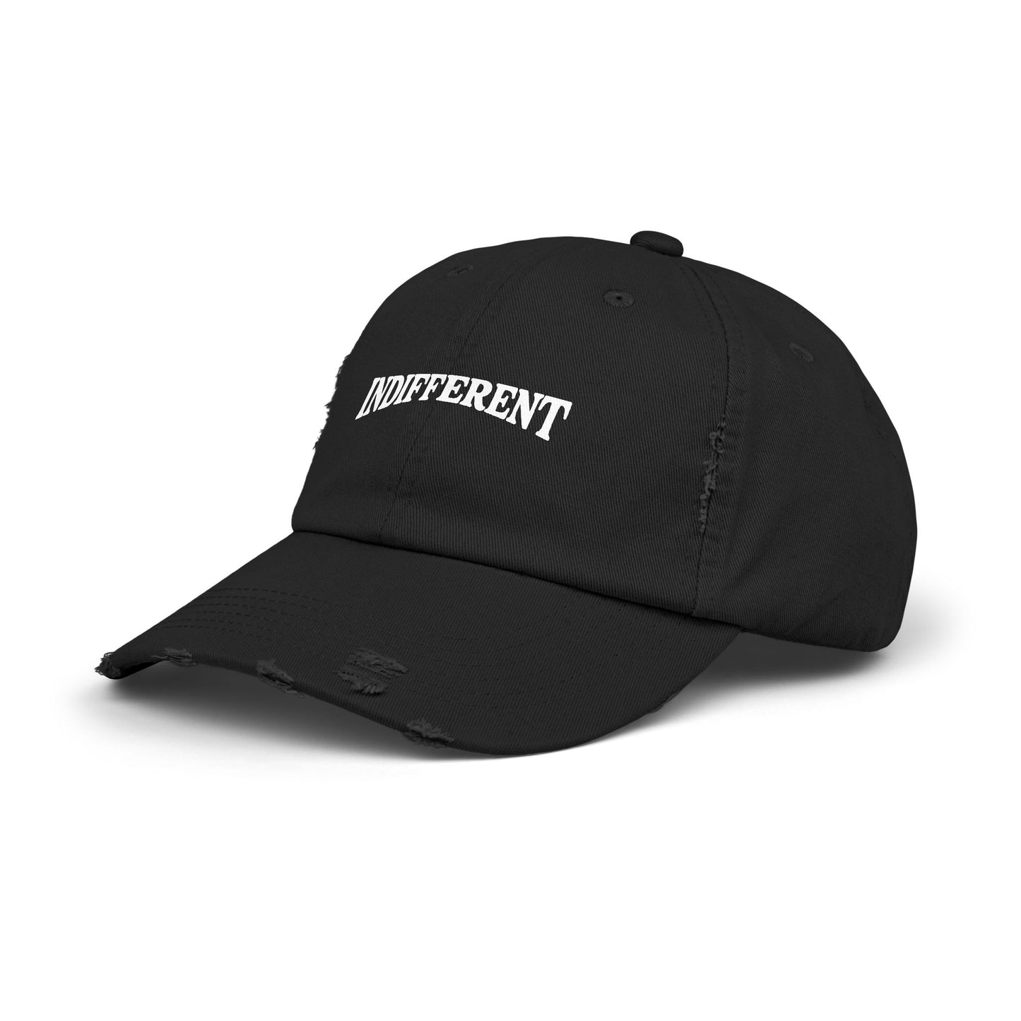 Unisex Distressed Cap - Indifferent Tees Black Style for Casual Outings